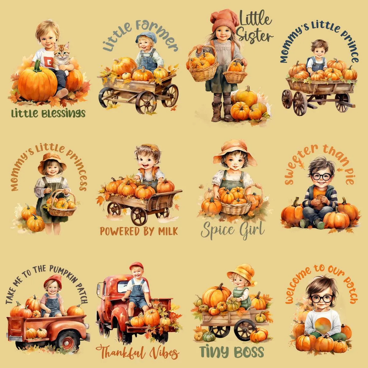 23 Cute Fall Baby On The Farm Designs Bundle PNG