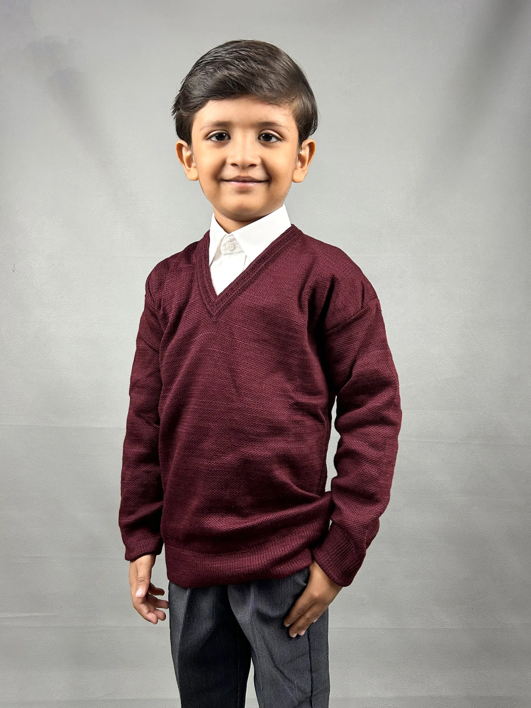 3Yrs - 8Yrs Maroon Full Sleeve Sweater For Kids KSW11