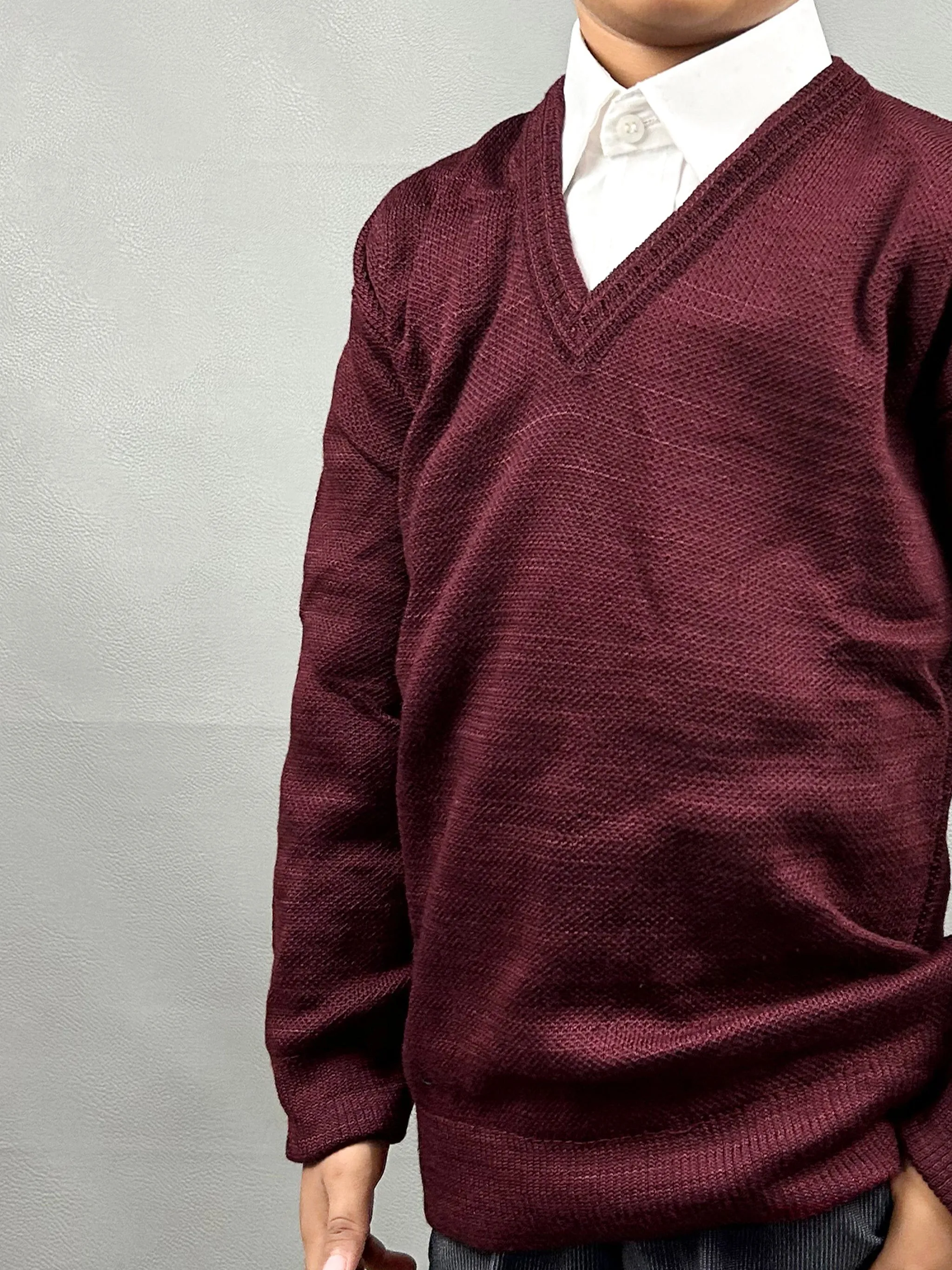 3Yrs - 8Yrs Maroon Full Sleeve Sweater For Kids KSW11