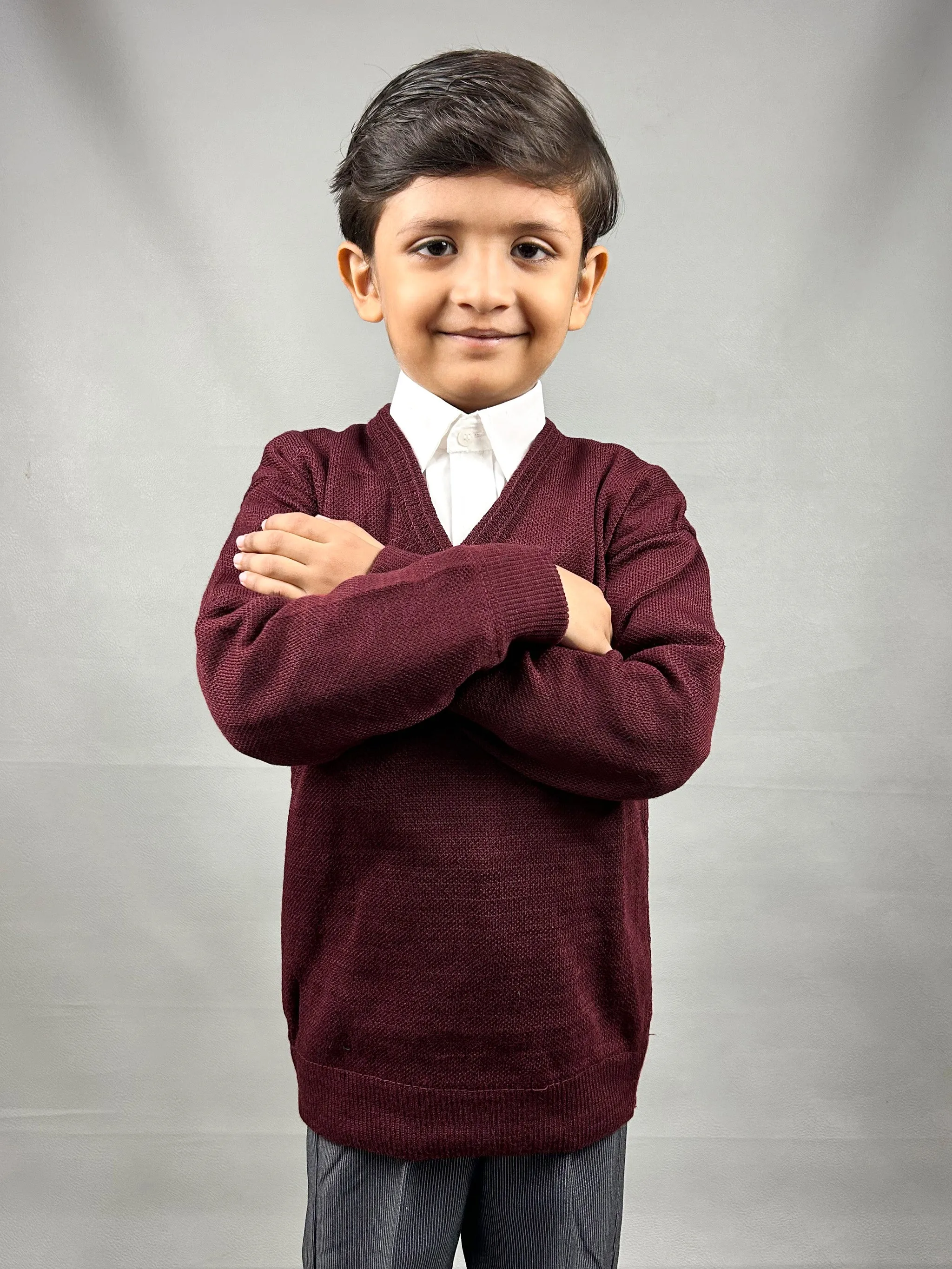 3Yrs - 8Yrs Maroon Full Sleeve Sweater For Kids KSW11