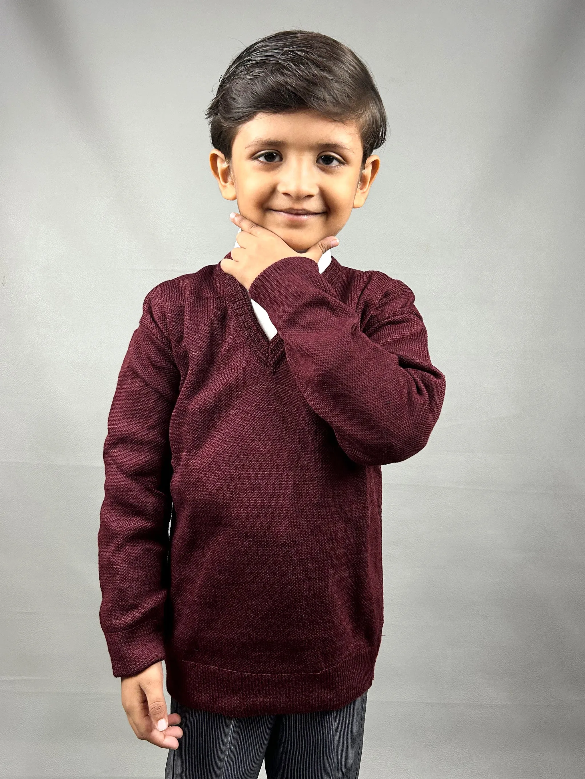 3Yrs - 8Yrs Maroon Full Sleeve Sweater For Kids KSW11