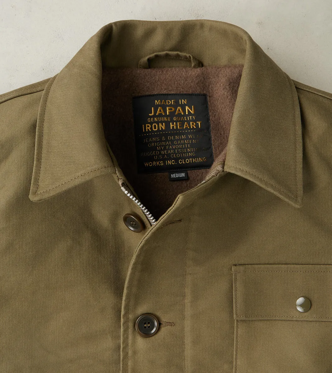 45-GRN - A2 Deck Jacket - 14oz Army Green Oiled Whipcord