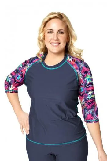 Baseball Babe Inspired Long 3/4 Rash Guard Swim Shirt-SALE