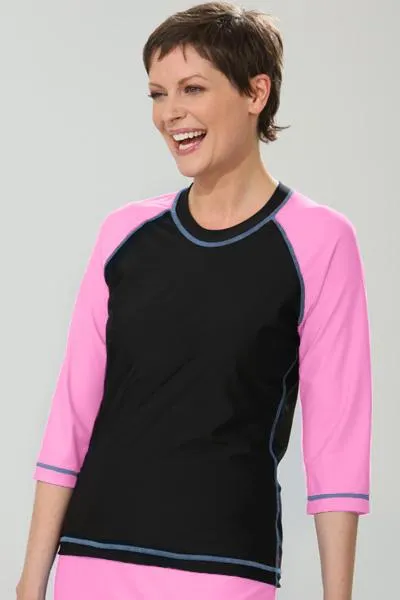 Baseball Babe Inspired Long 3/4 Rash Guard Swim Shirt-SALE