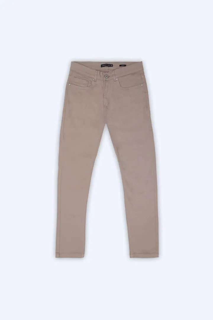 Beige Slim Fit 5 Pocket Pants