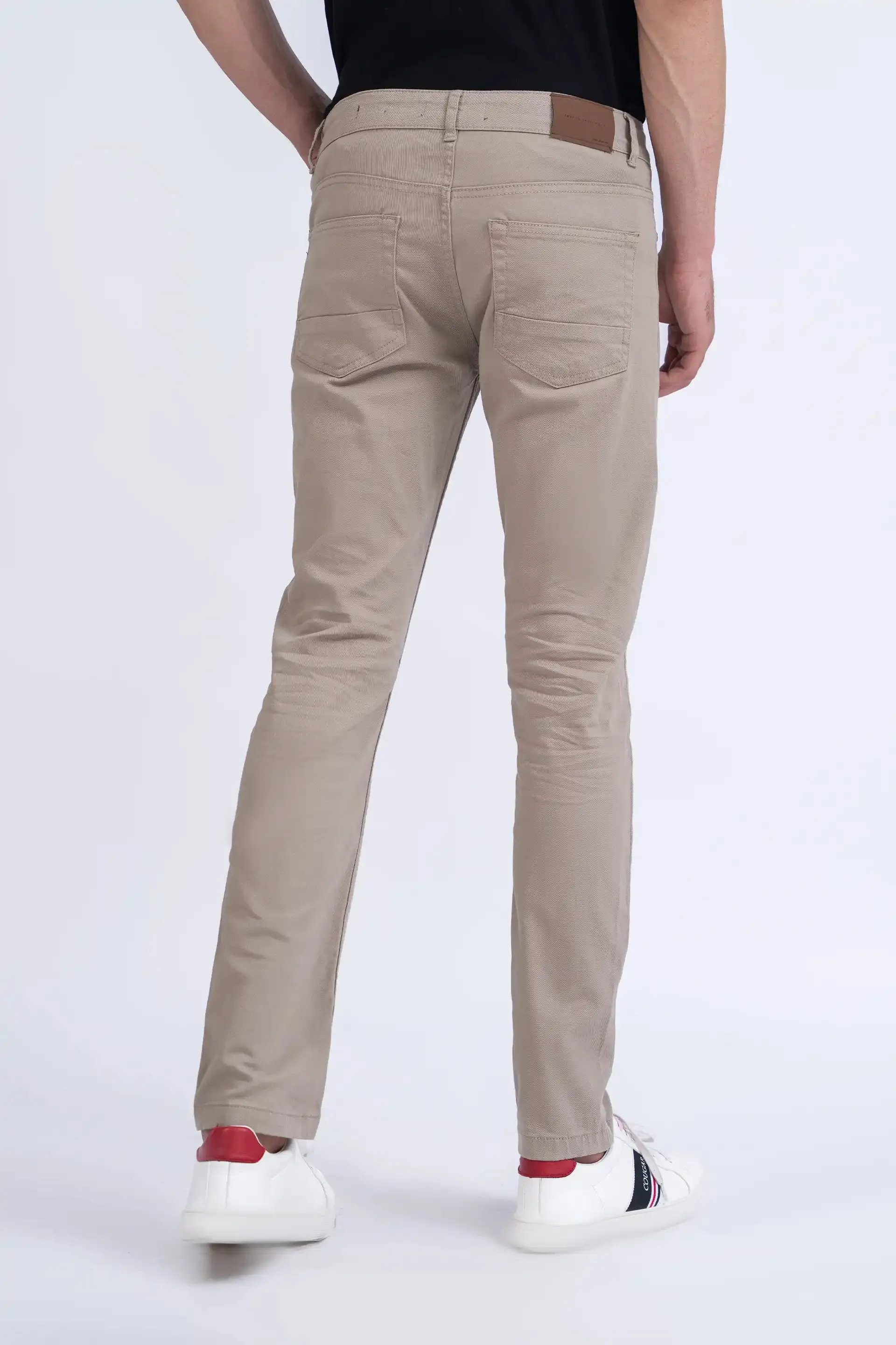 Beige Slim Fit 5 Pocket Pants