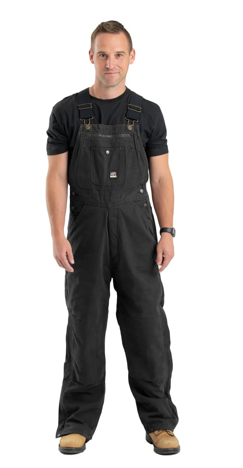 Berne Mens Heartland Insulated Washed Duck Black 100% Cotton Bib Overall