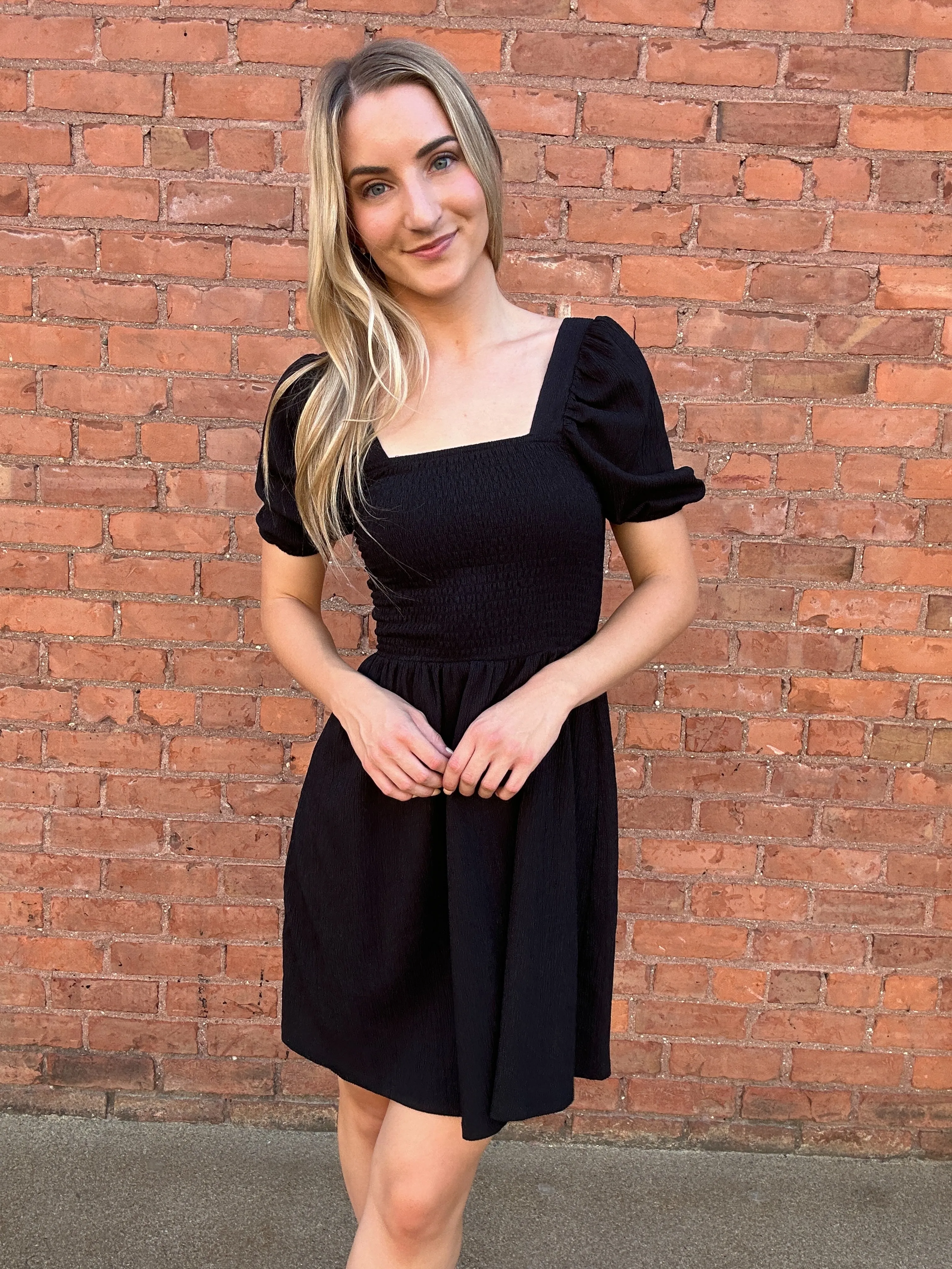 Blakely Black Smocked Dress