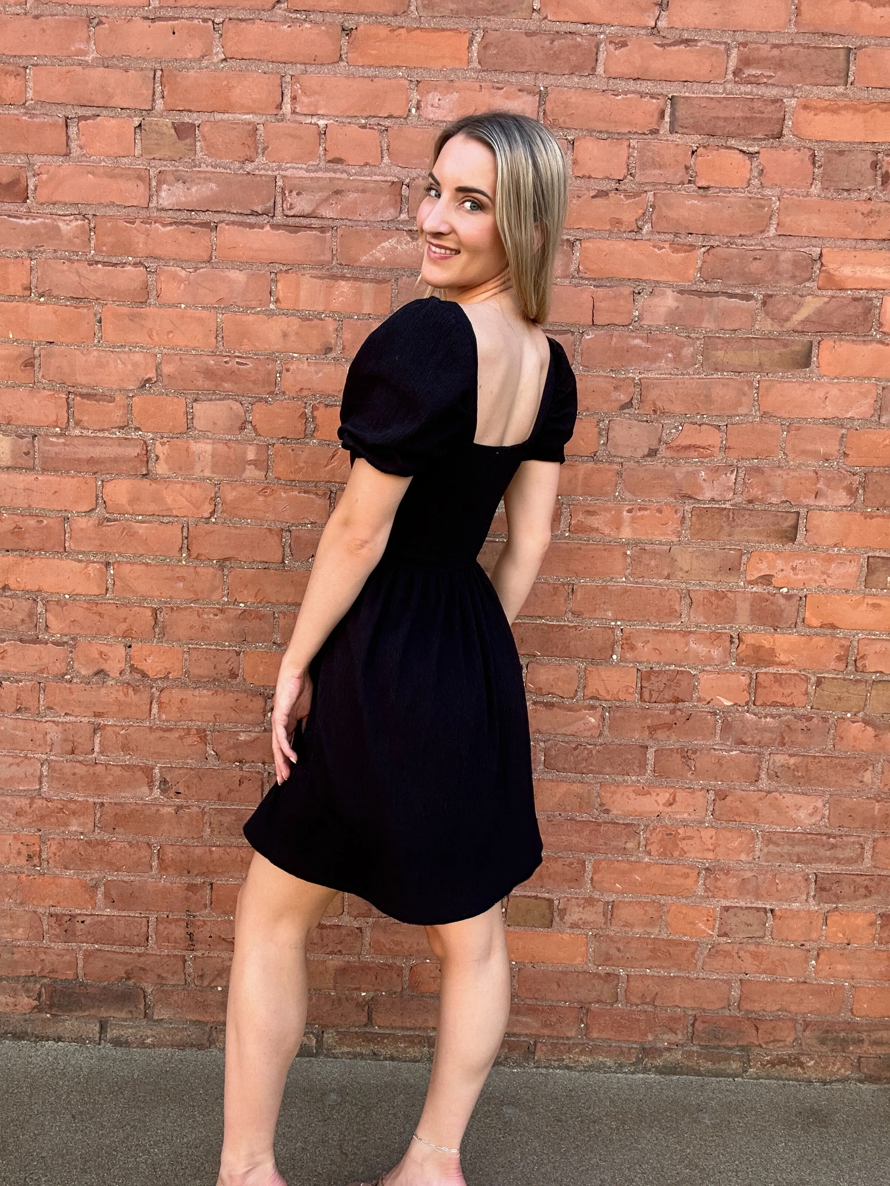 Blakely Black Smocked Dress