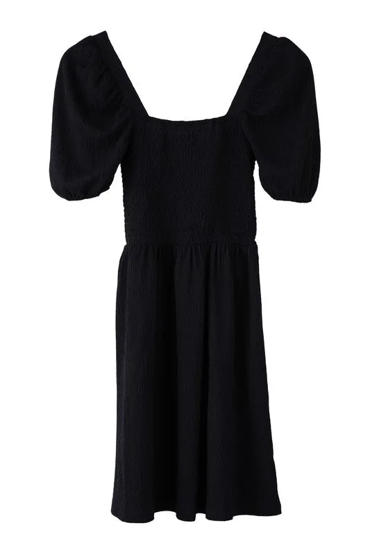 Blakely Black Smocked Dress