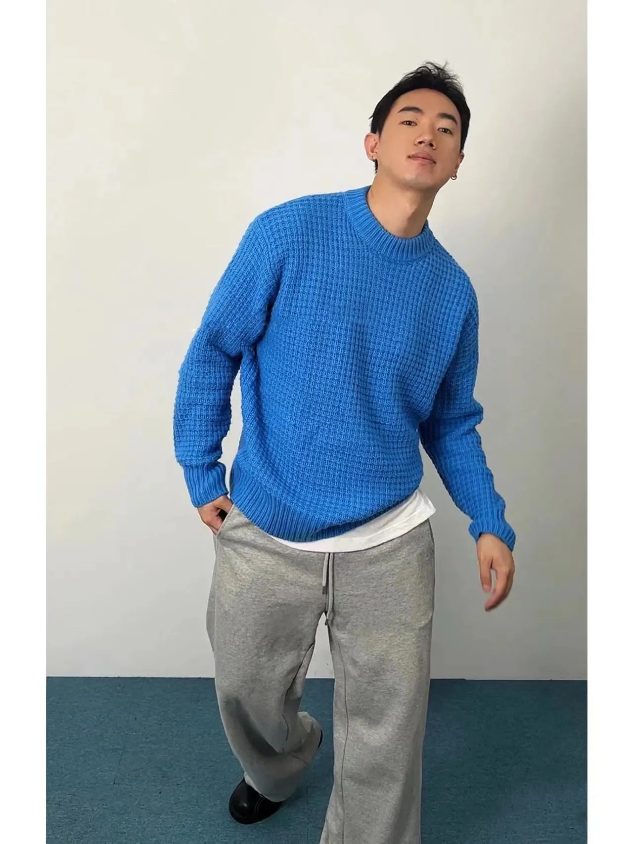 Blue knitting sweater