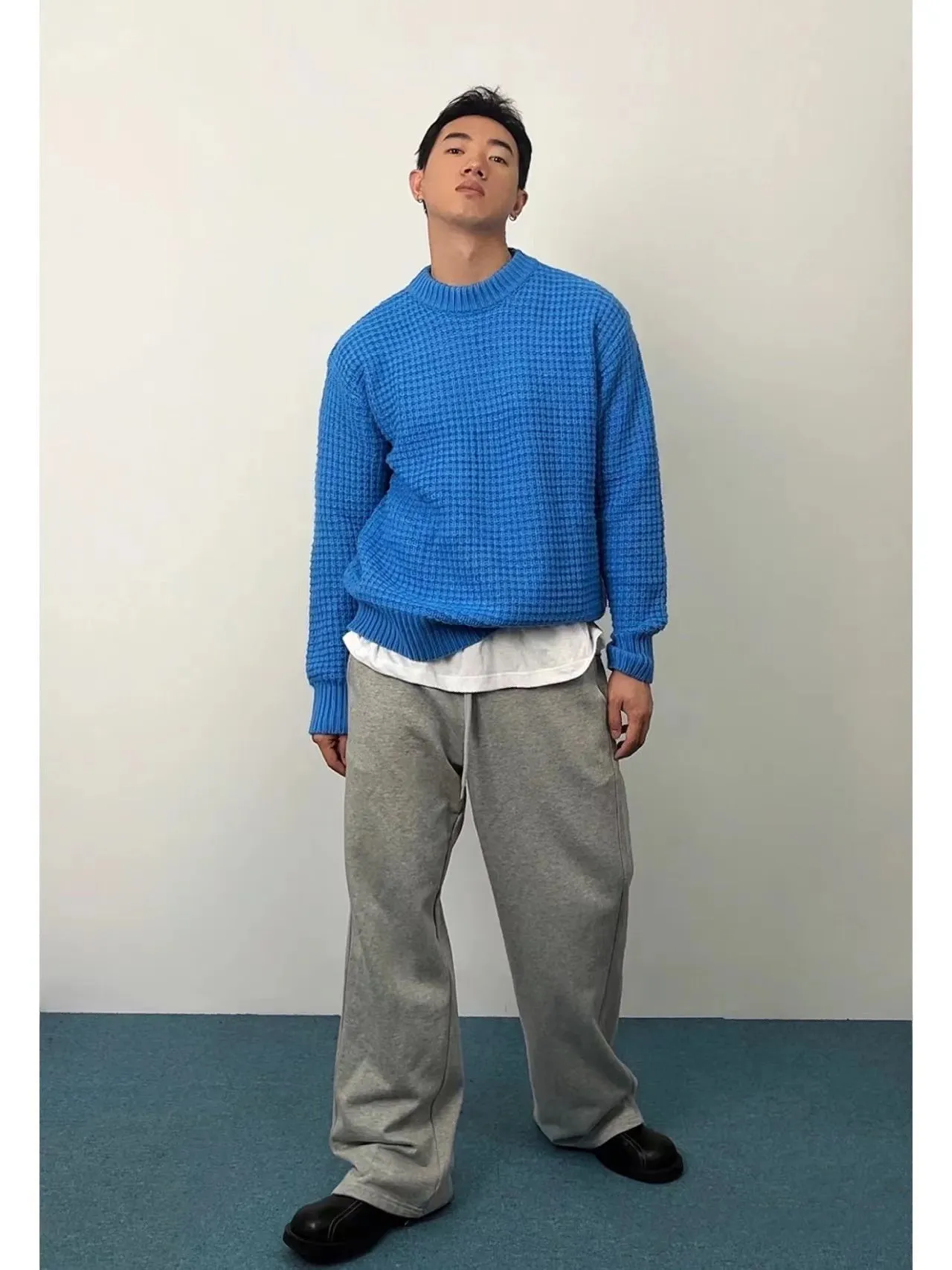 Blue knitting sweater