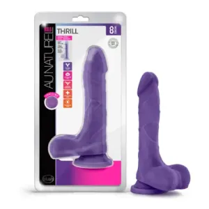 Blush Au Naturel Bold Thrill 8.5 in. Posable Dual Density Dildo with Balls & Suction Cup Purple