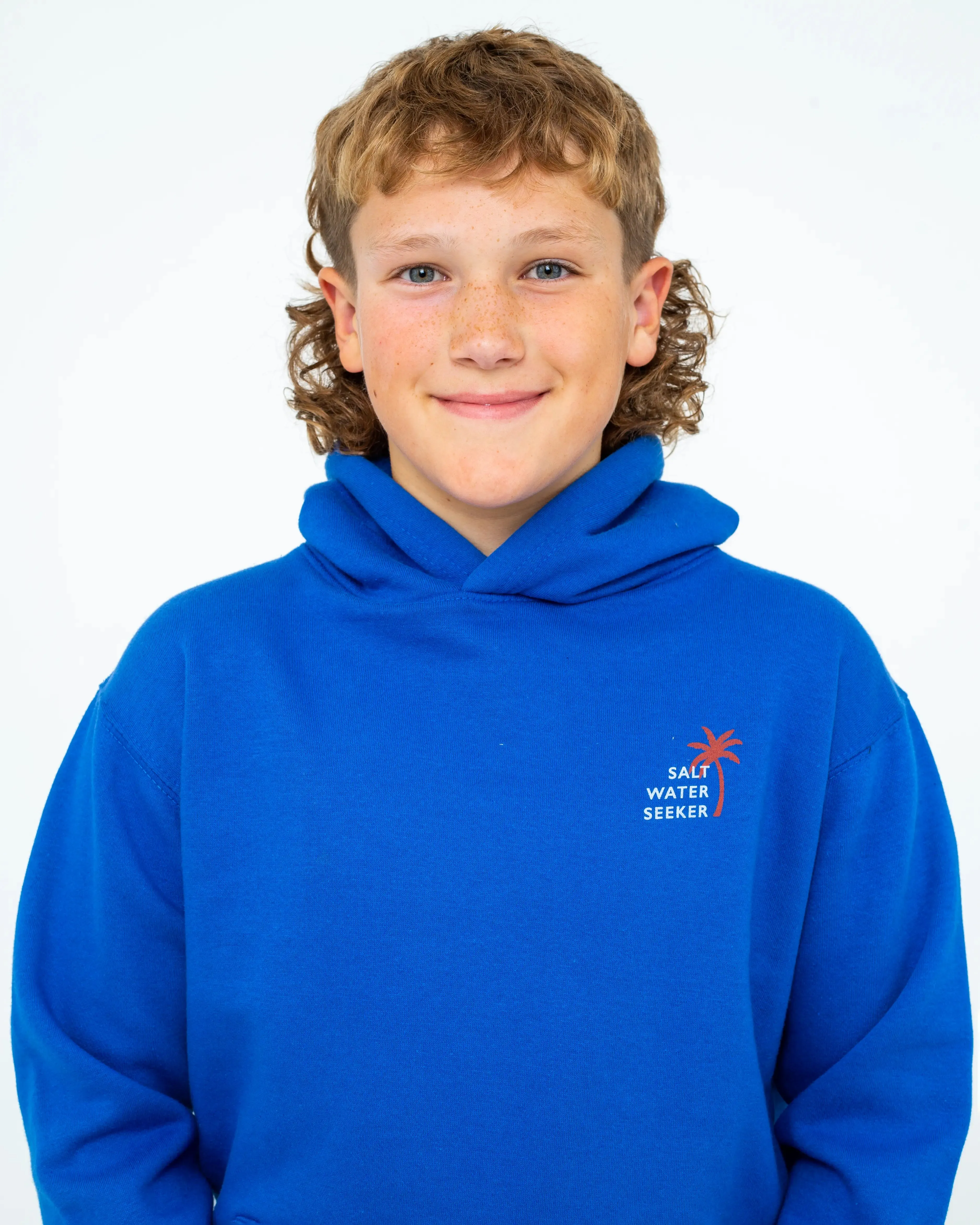 Boys Palm Hoodie in Royal Blue