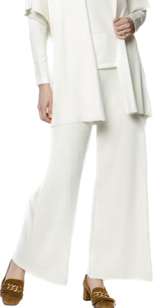 Briana Wide-Leg Milano-Knit Pants; Winter White