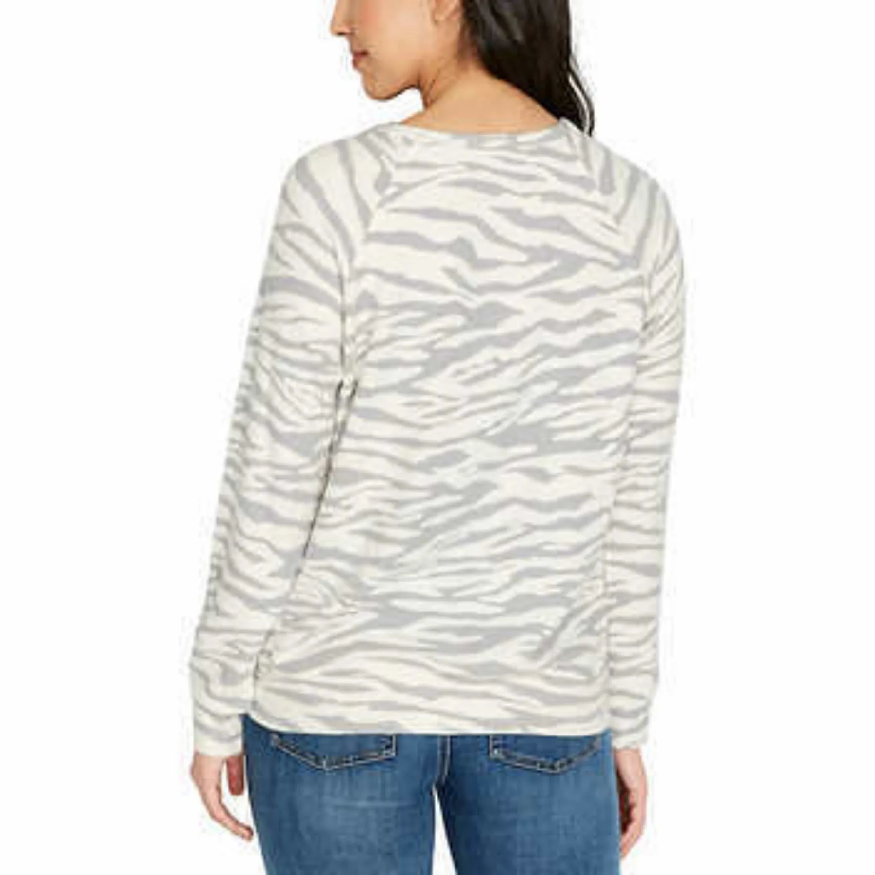 Buffalo Ultrasoft Silver Zebra Print Cozy Top Sweatshirt