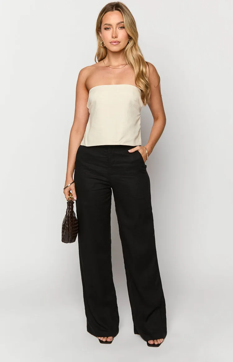 Cabo Black Linen Blend Pants