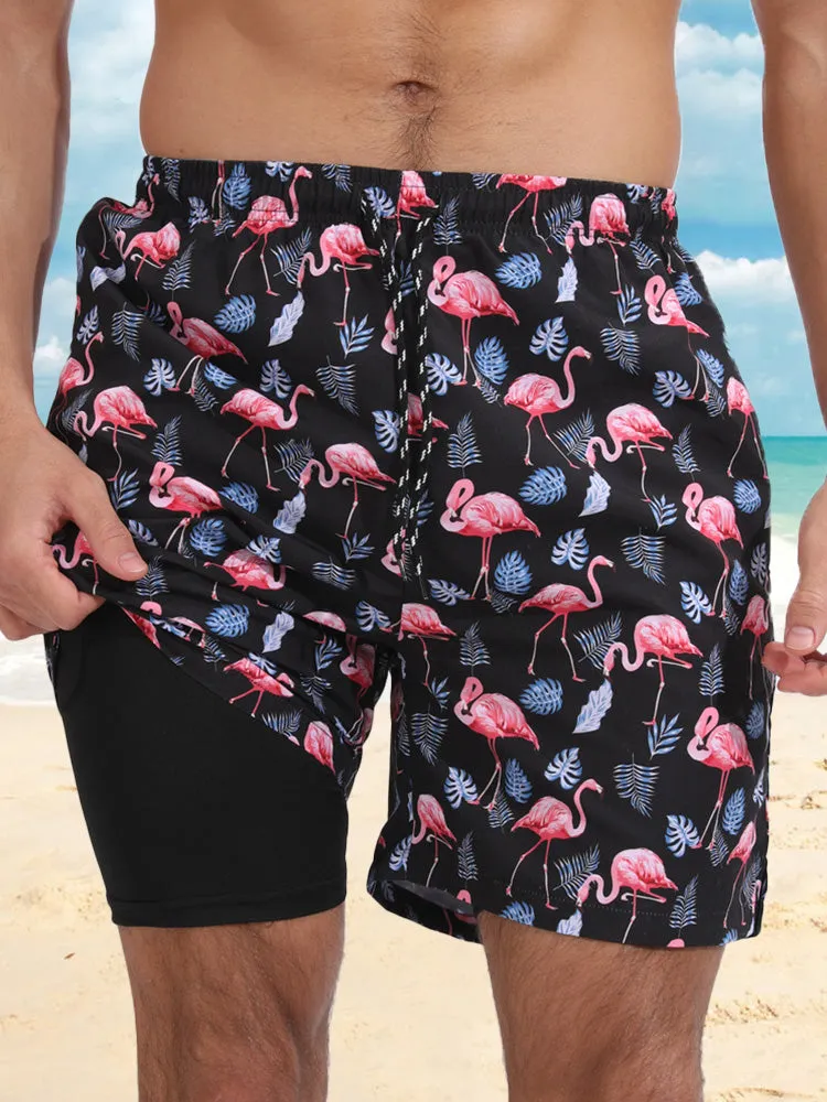 Casual Quick-drying Double Layers Hawaiian Beach Shorts