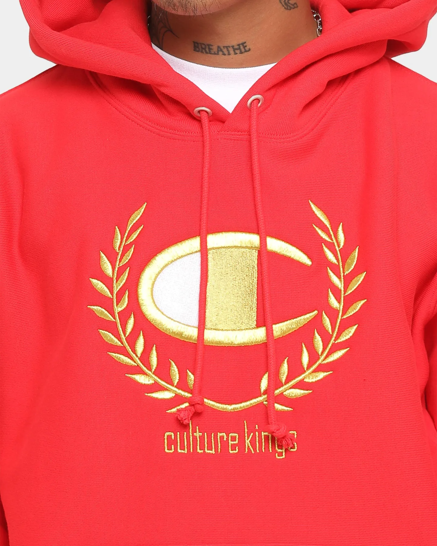 Champion Champion x Culture Kings Rev Weave Hoodie Red/Gold