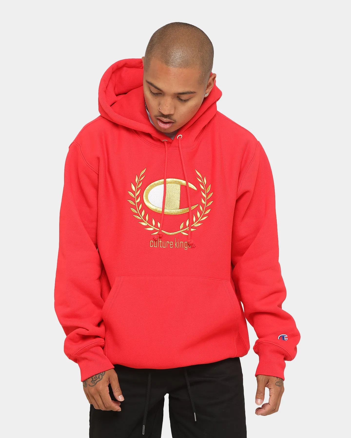 Champion Champion x Culture Kings Rev Weave Hoodie Red/Gold