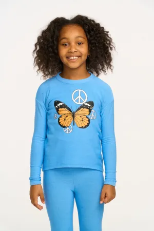 Chaser Peace Butterfly Long Sleeve Cozy Knit Pullover