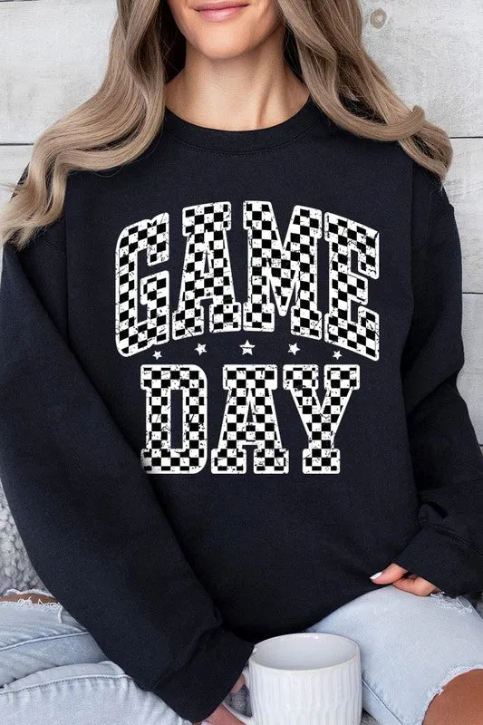 Checkered Game Day Graphic Fleece Sweatshirts