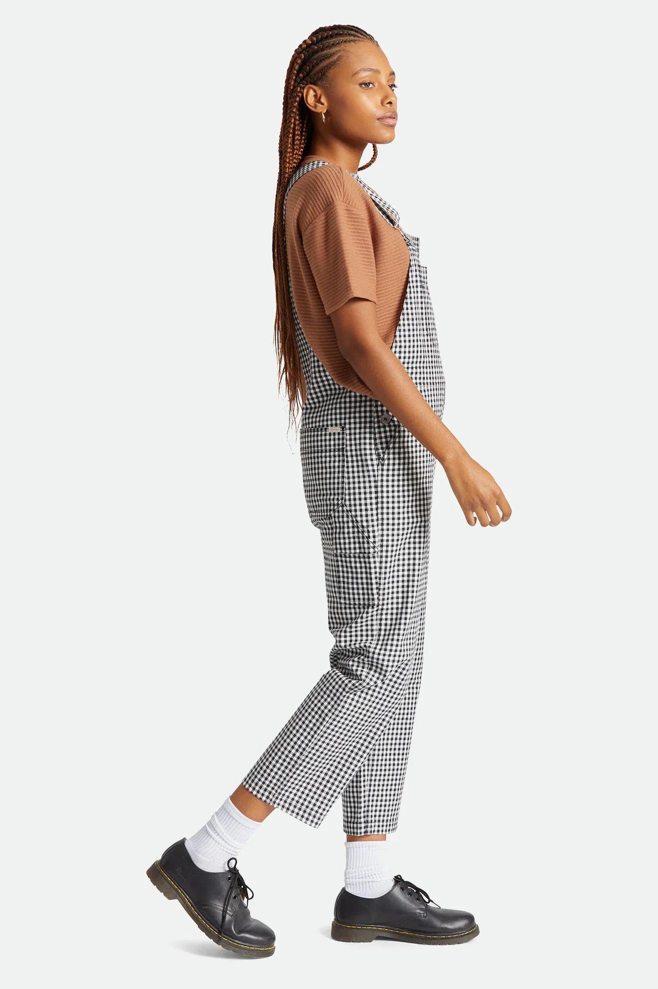 Christina Crop Overall - Black Gingham