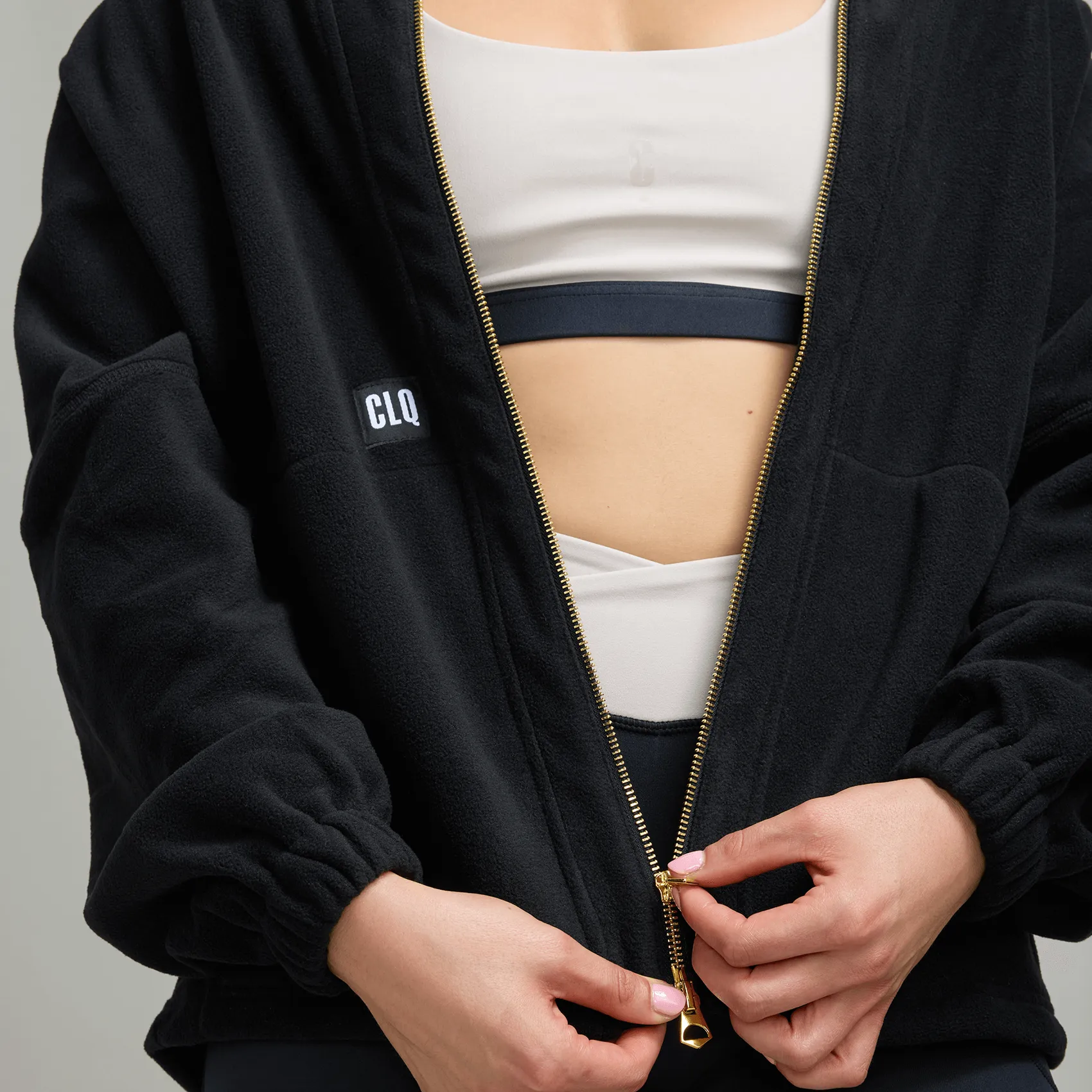 CLQ Teddy Jacket - Black and Bone