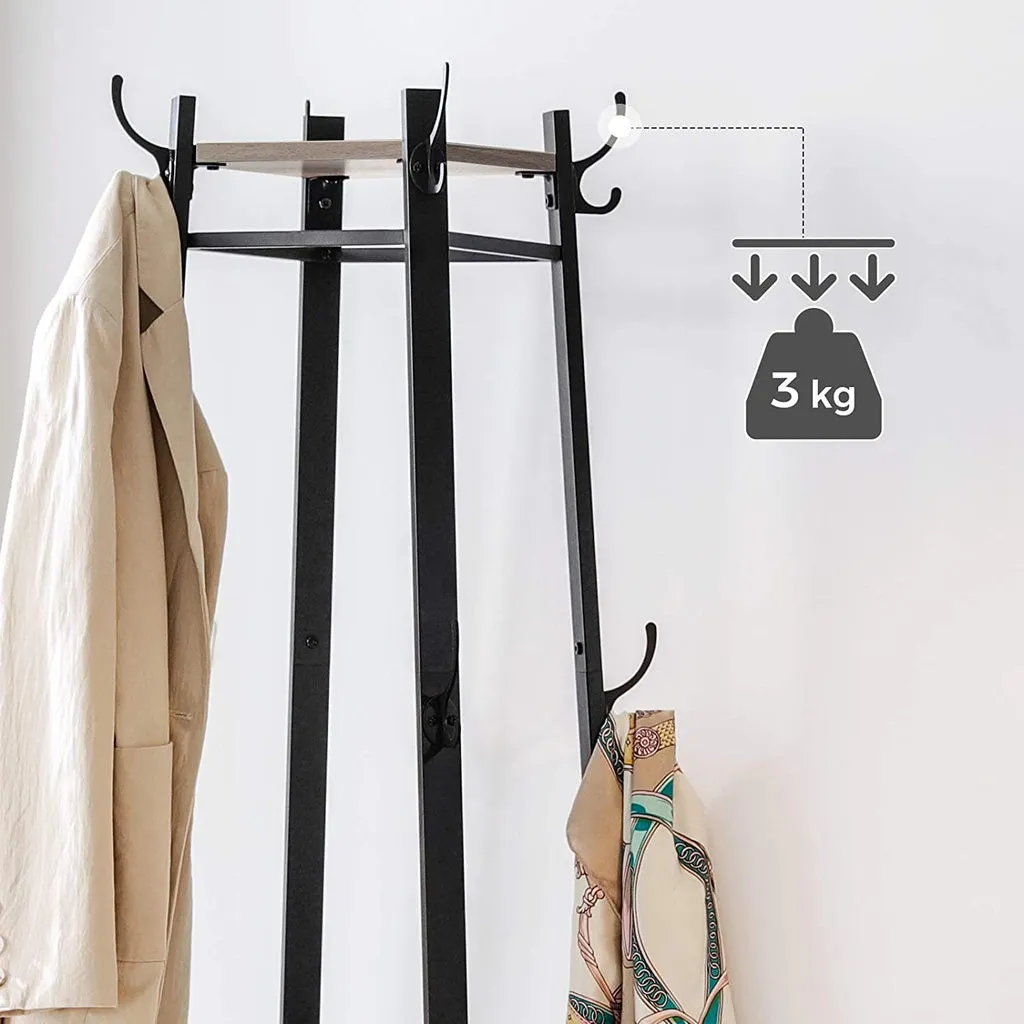 Coat Rack Stand with 3 Shelves Industrial Greige