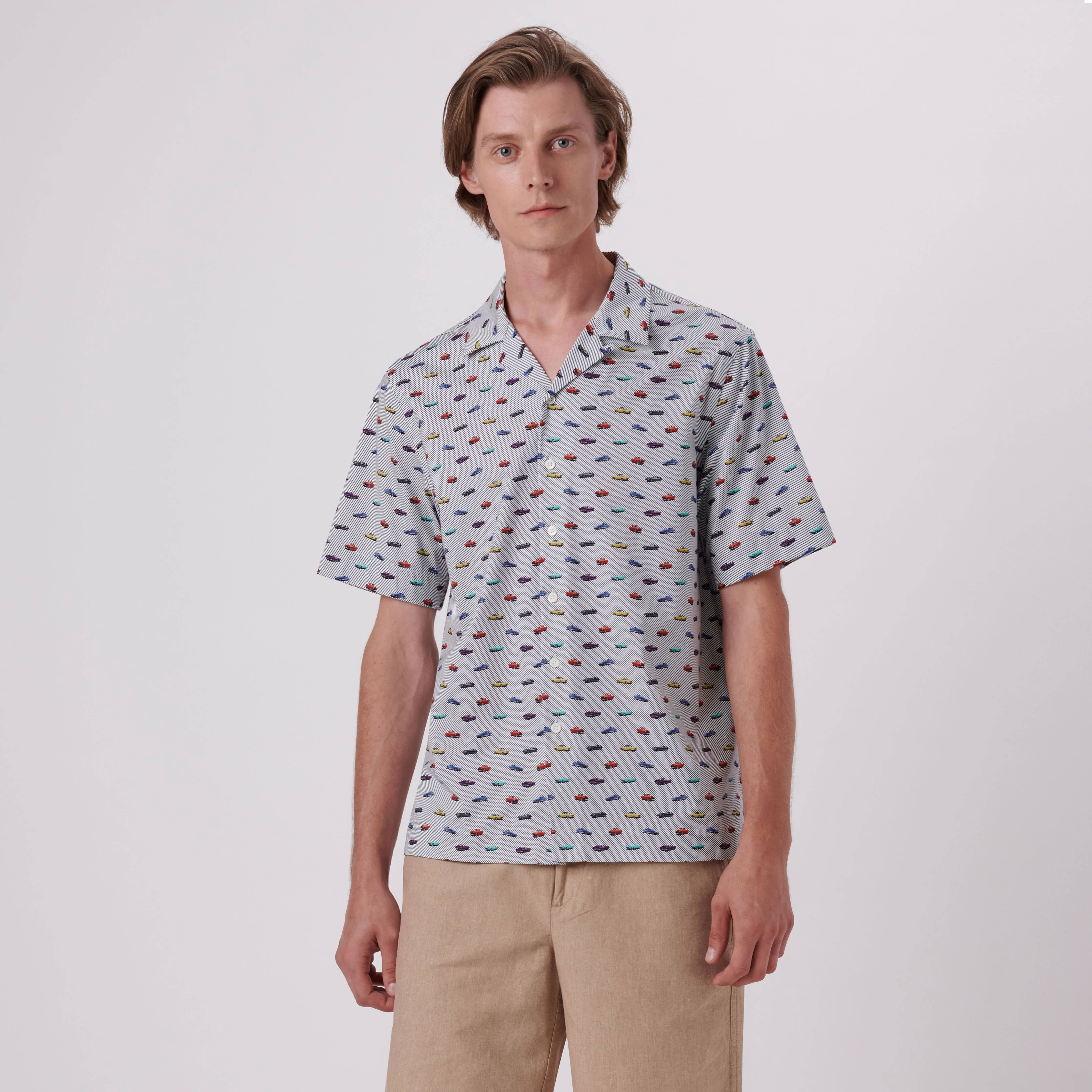 Cole Vintage Cars Print OoohCotton Camp Shirt