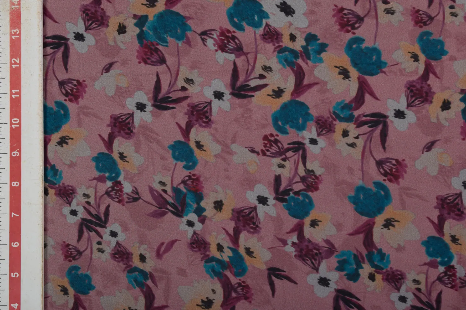 Dusky Pink Printed Georgette Fabric