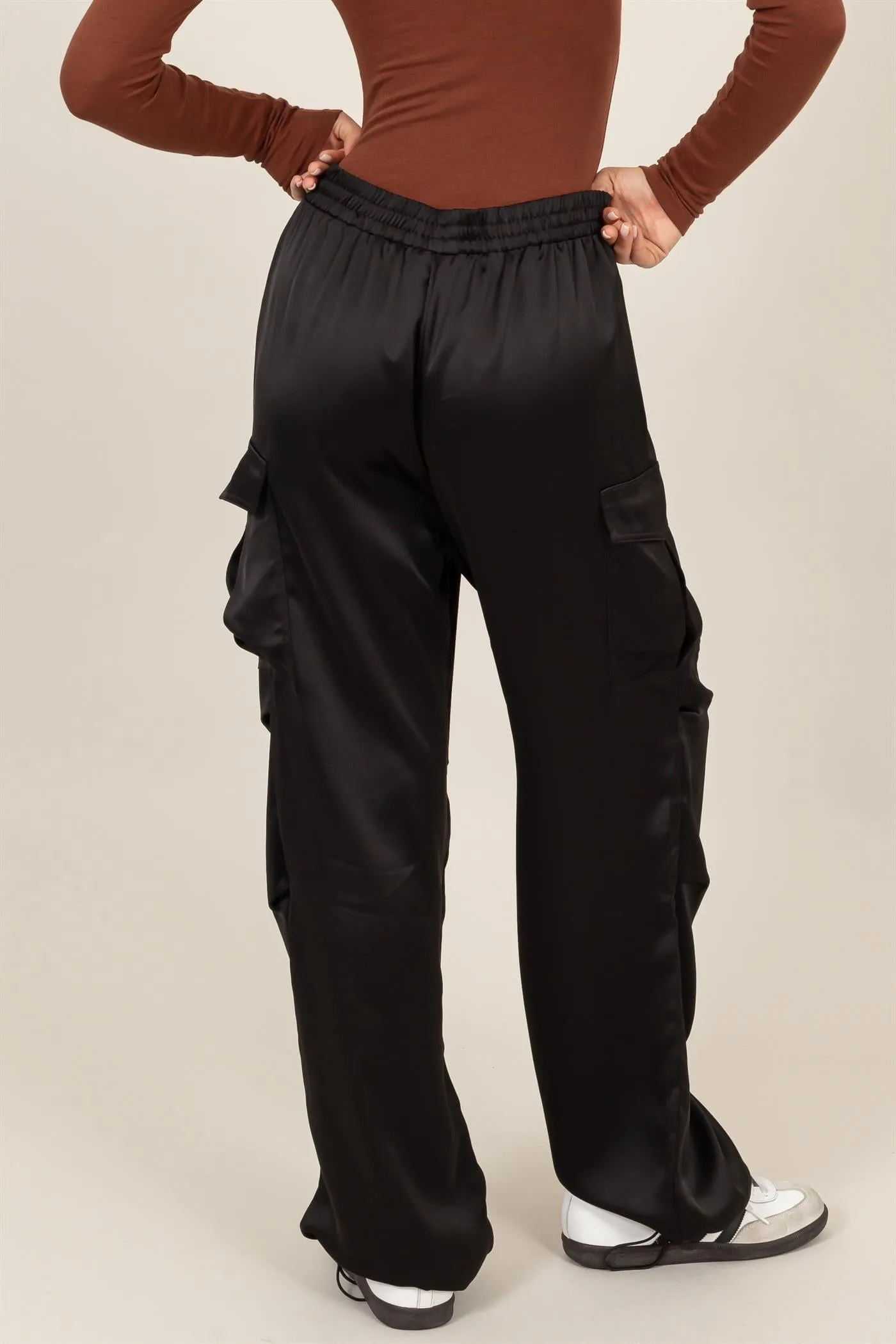 DZ24C052-Stylish Approach Satin Cargo Pants