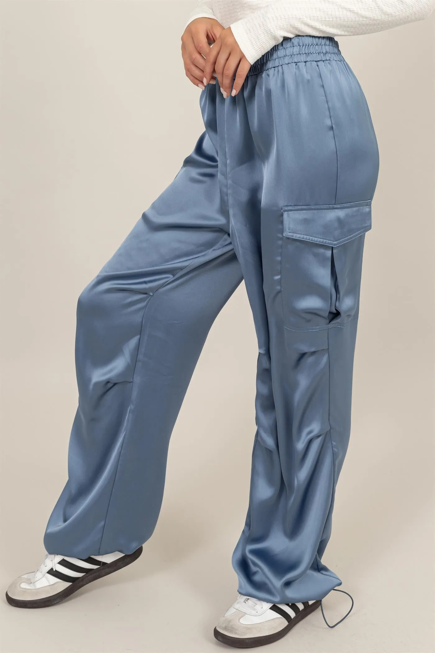 DZ24C052-Stylish Approach Satin Cargo Pants