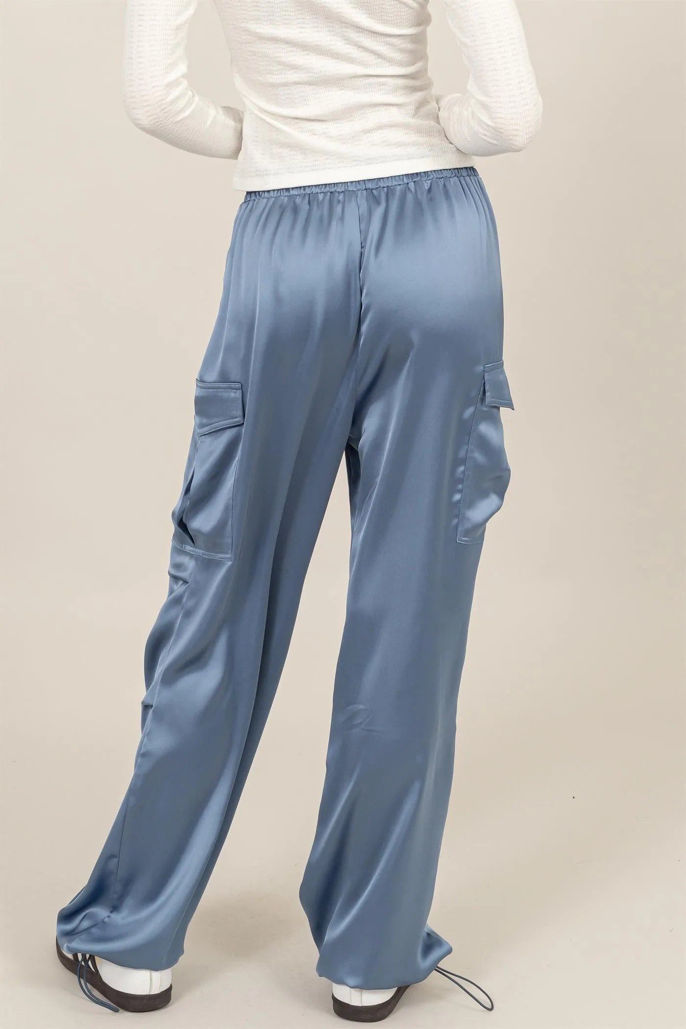 DZ24C052-Stylish Approach Satin Cargo Pants