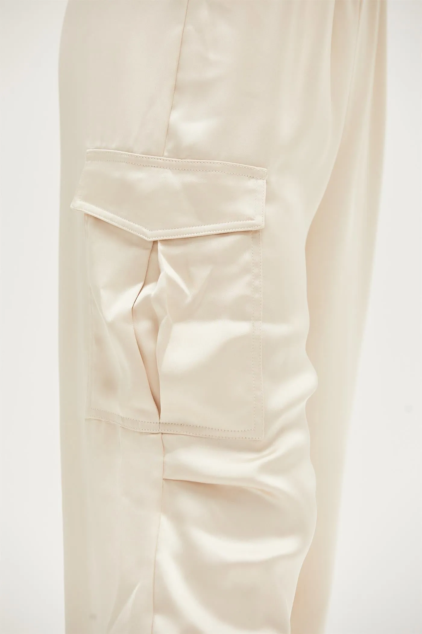 DZ24C052-Stylish Approach Satin Cargo Pants