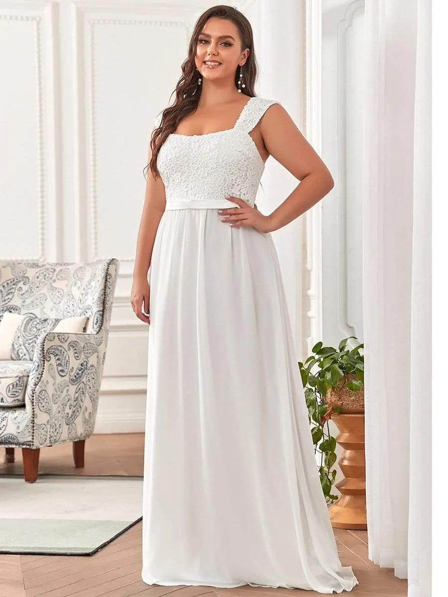 Elegant A Line Long Chiffon Bridesmaid Dress With Lace Bodice