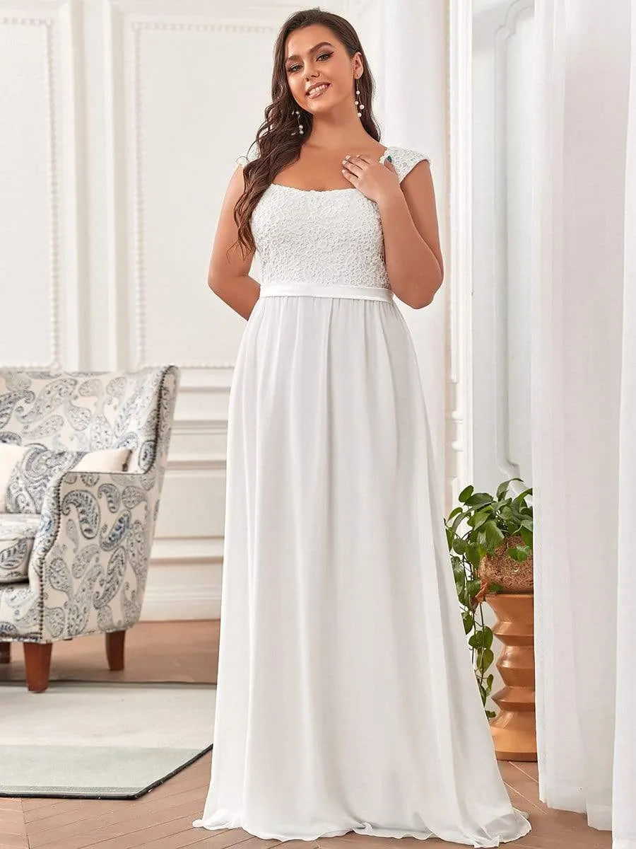 Elegant A Line Long Chiffon Bridesmaid Dress With Lace Bodice