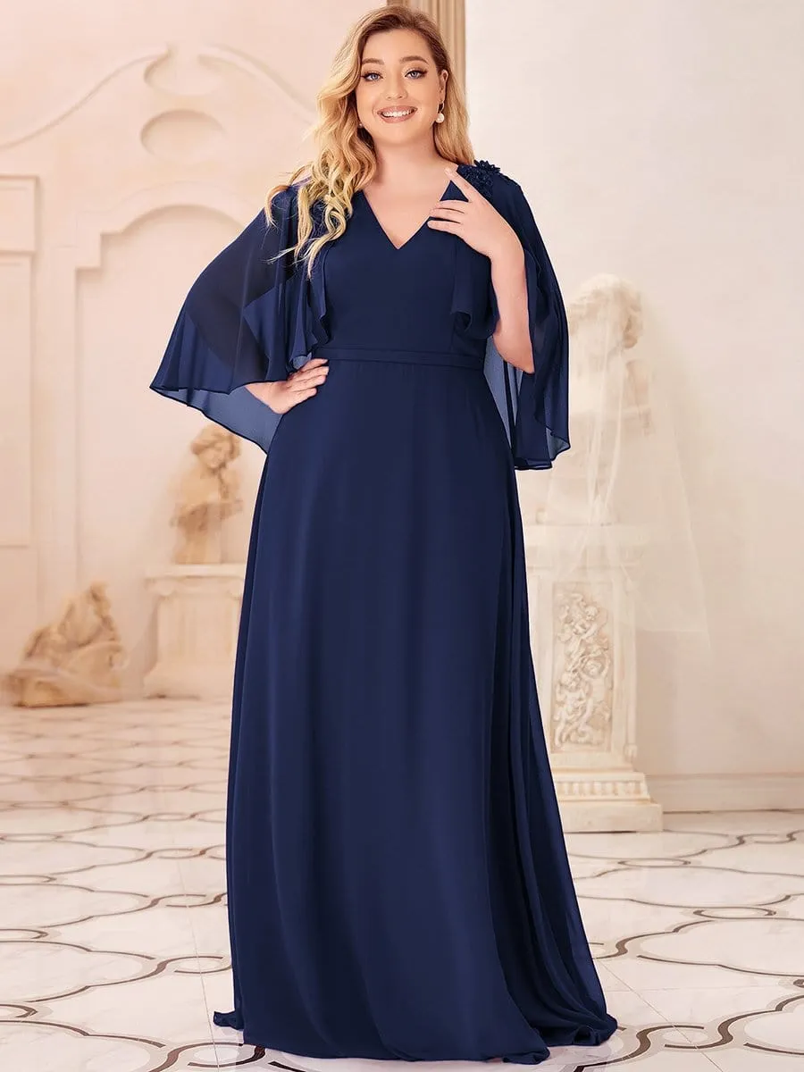 Elegant V Neck Flowy Chiffon Bridesmaid Dresses with Wraps(Final Sale)