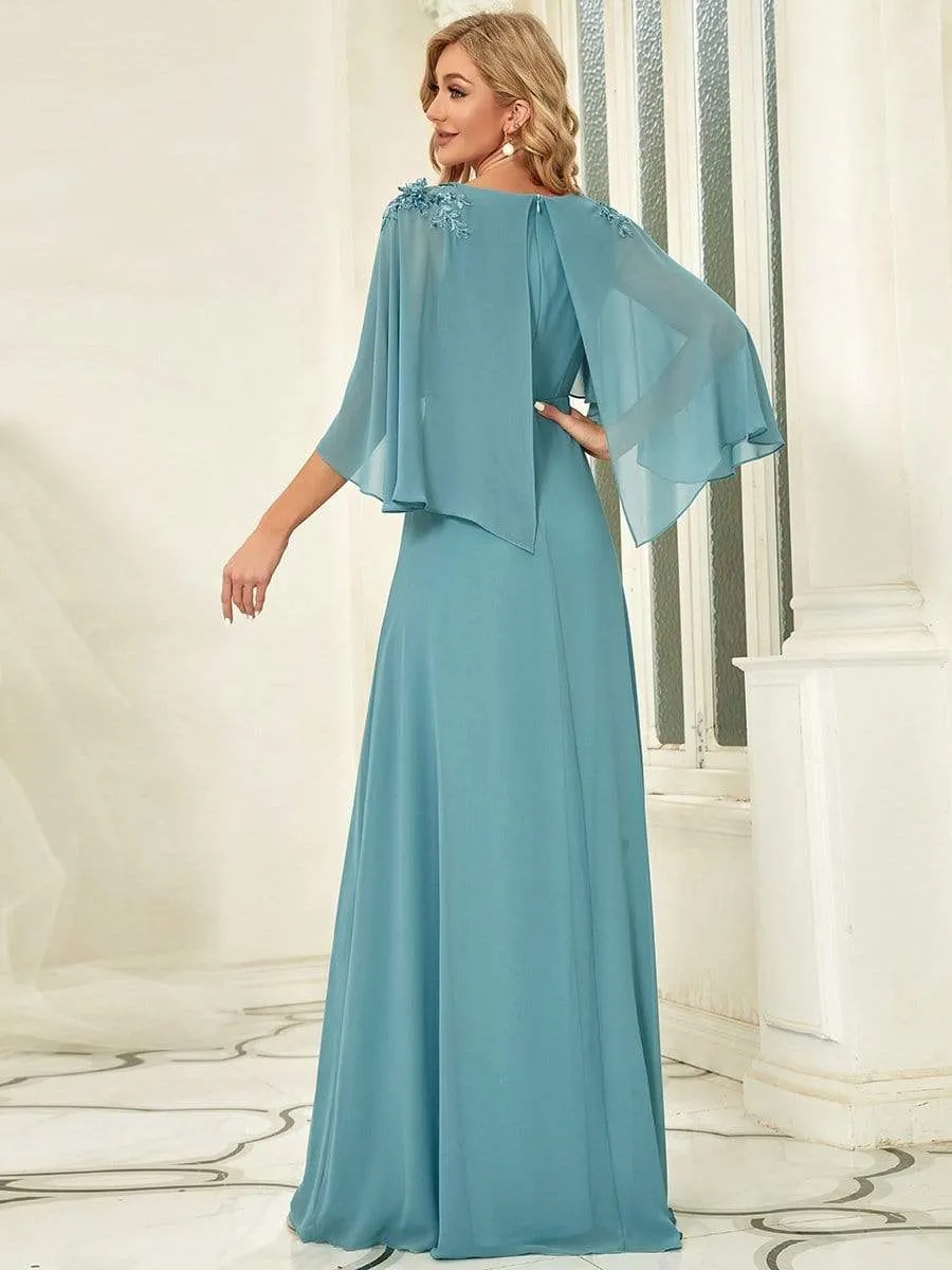 Elegant V Neck Flowy Chiffon Bridesmaid Dresses with Wraps(Final Sale)