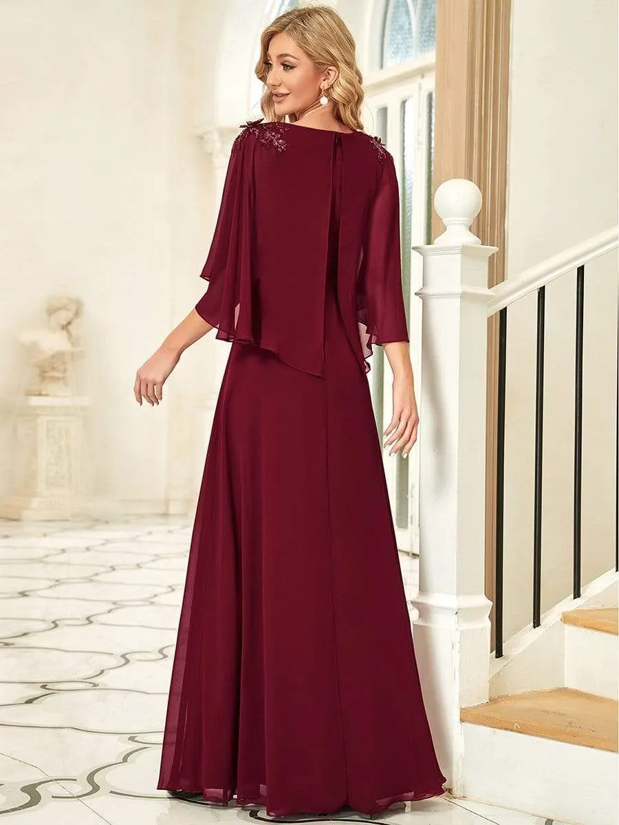 Elegant V Neck Flowy Chiffon Bridesmaid Dresses with Wraps(Final Sale)