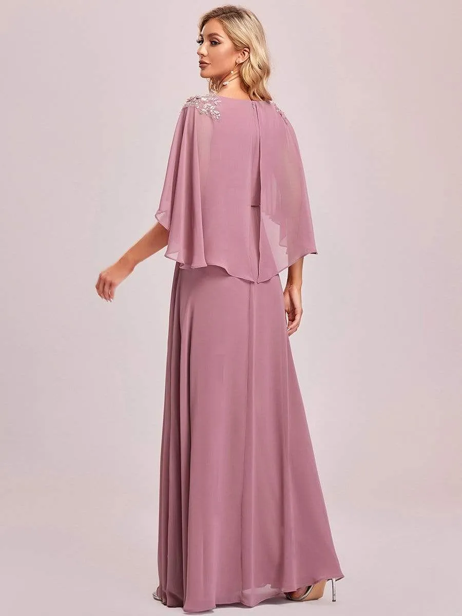 Elegant V Neck Flowy Chiffon Bridesmaid Dresses with Wraps(Final Sale)