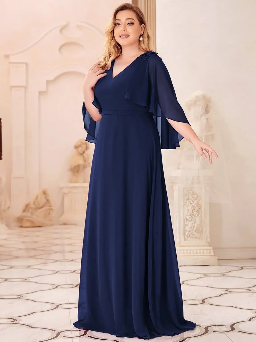 Elegant V Neck Flowy Chiffon Bridesmaid Dresses with Wraps(Final Sale)