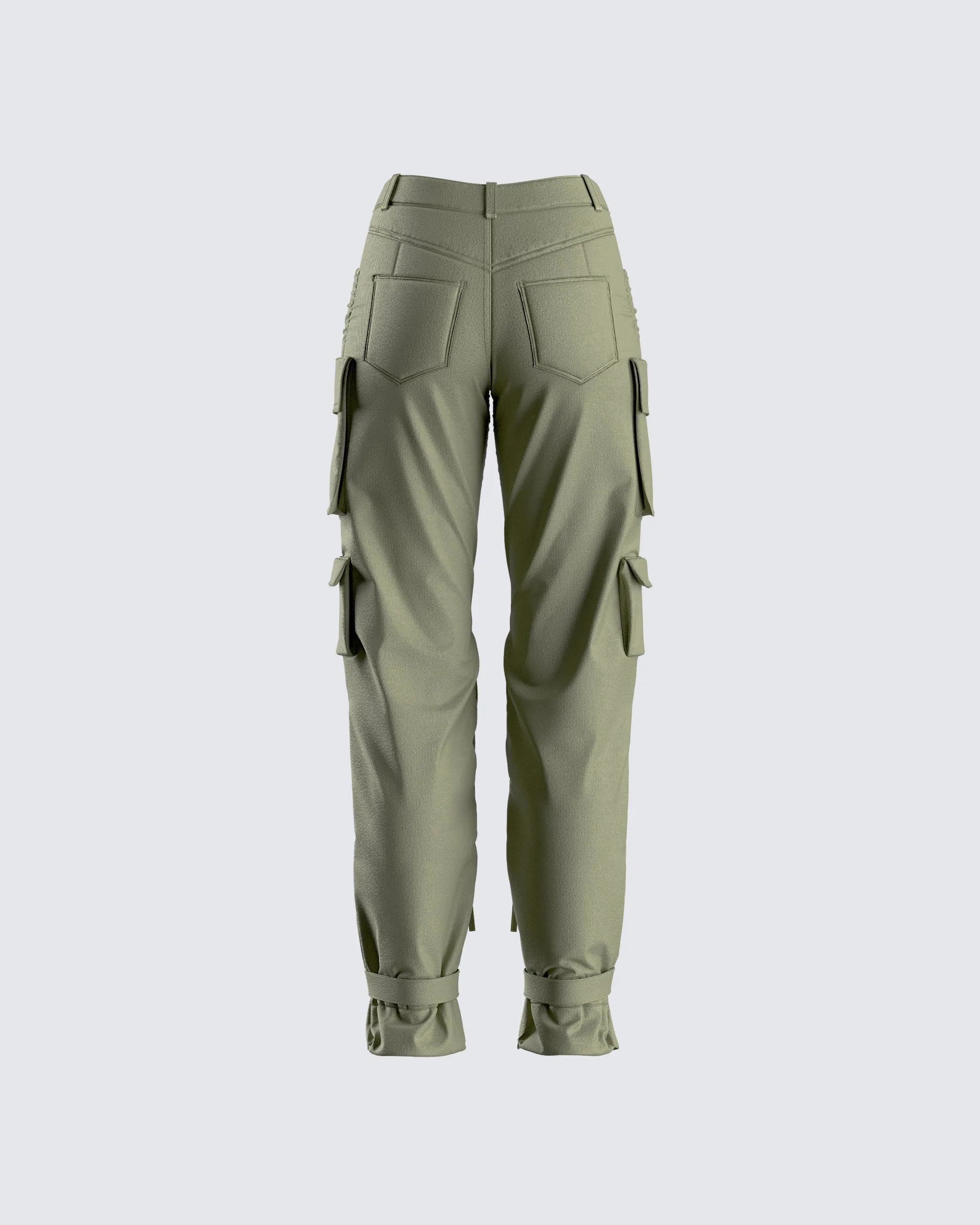 Eleni Olive Utility Pocket Pant