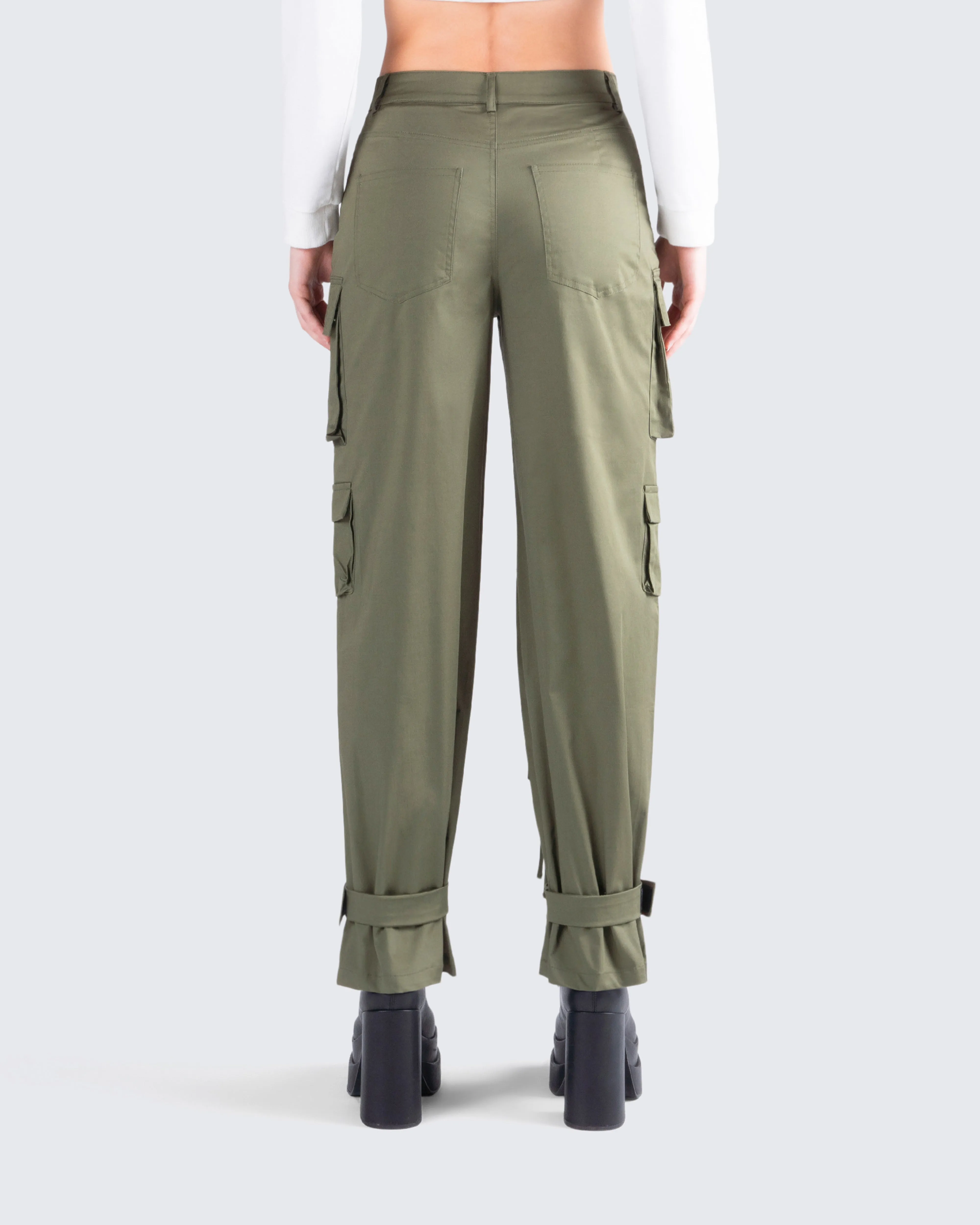 Eleni Olive Utility Pocket Pant