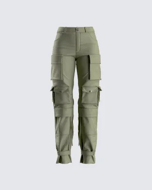 Eleni Olive Utility Pocket Pant