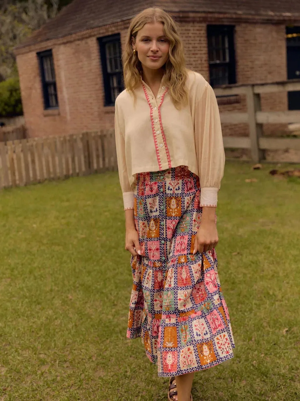 Eloise Skirt in Harvest Grid