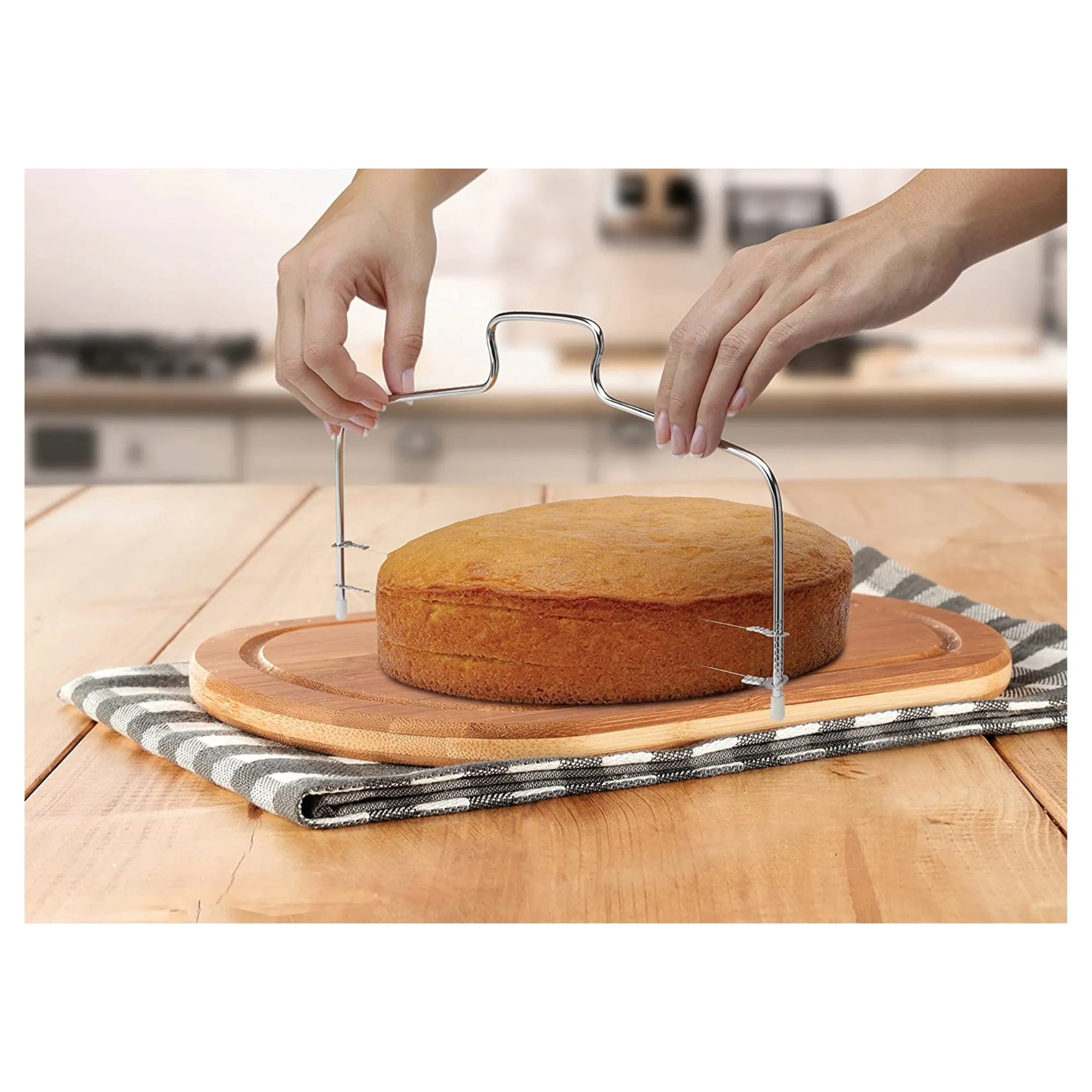 Esslly Adjustable Cake Leveler with Stainless Steel Wire and Grip Handle