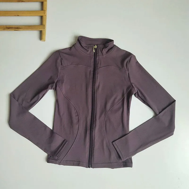 Fall/Winter Yoga Wear Stand Collar Zipper Sports Women's Outdoor Quick-Drying Breathable Running Tight Fitness Jacket Long Sleeves Outwear