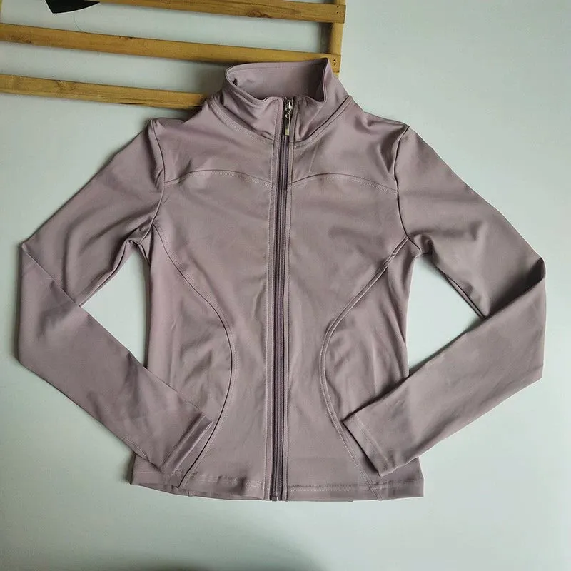 Fall/Winter Yoga Wear Stand Collar Zipper Sports Women's Outdoor Quick-Drying Breathable Running Tight Fitness Jacket Long Sleeves Outwear