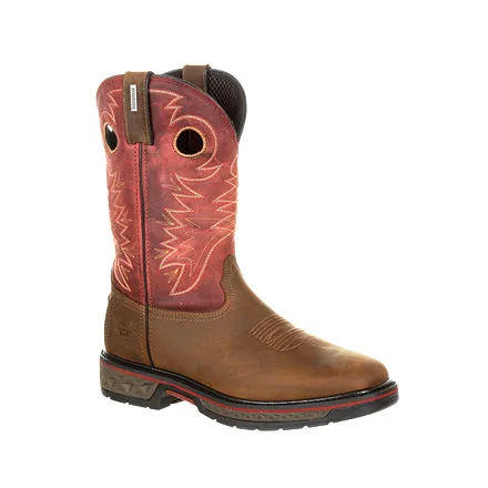 Georgia Men's 11" Carbo-Tec Waterproof Pull-On Boot - Brown/Red GB00221